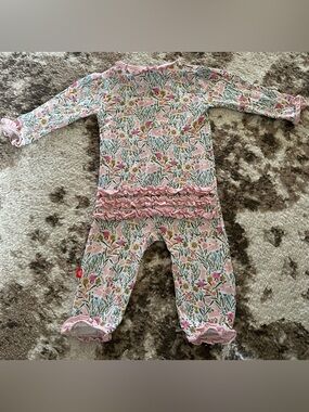 Magnetic Me Pink Floral Ruffle One-Piece Pajama Set